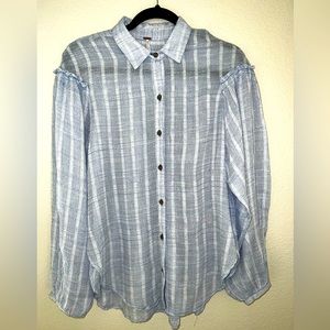 Free People Blue Button Down Size Small